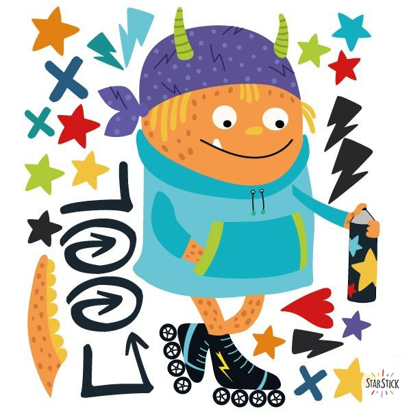 Déco jeunesse - Gros monstre Graffiti - Stickers originaux personnalisables