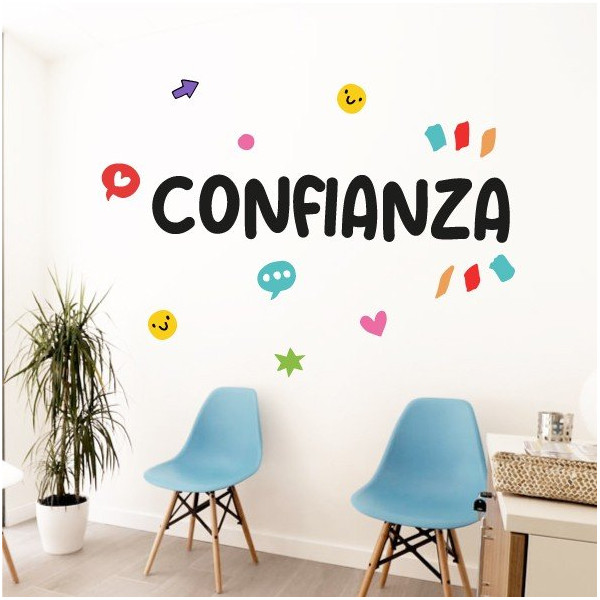 Choose language! Confidence – Decorative stickers with motivational words