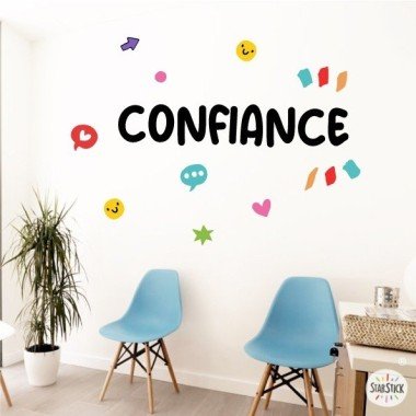 Choose language! Confidence – Decorative stickers with motivational words