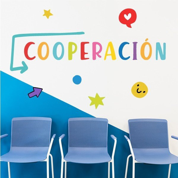 Tria idioma! Cooperació – Vinils decoratius amb paraules de motivació