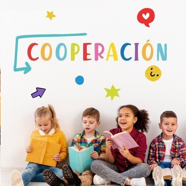 ¡Elige idioma! Cooperación – Vinilos decorativos con palabras de motivación