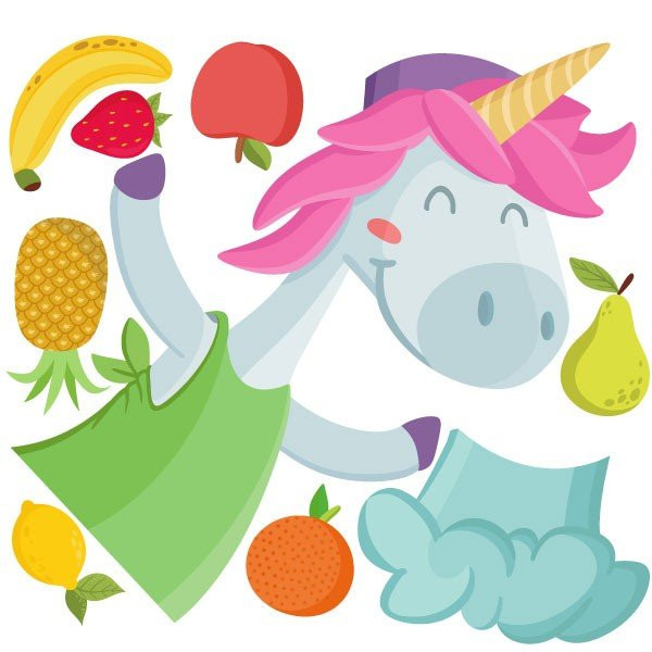 Decoration for school cafeterias - Cooking unicorn - Educational decorative wall stickers