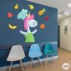 Decoración para comedores escolares - Unicornio cocinero - Vinilos decorativos educativos