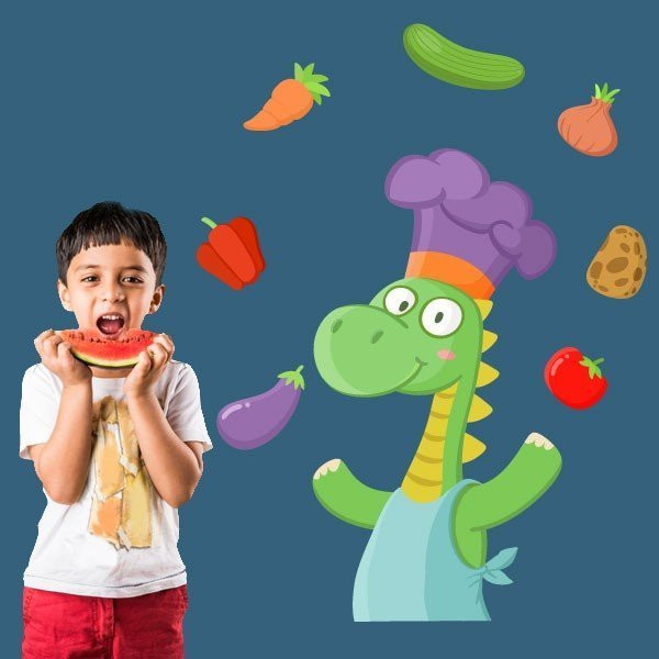Decoration for school cafeterias - Cooking dragon - Educational decorative wall stickers