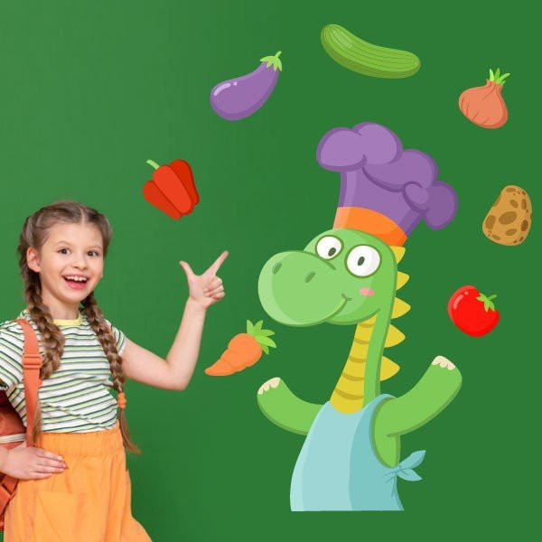 Decoration for school cafeterias - Cooking dragon - Educational decorative wall stickers