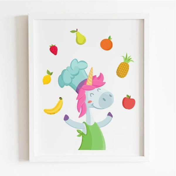 Unicornio cocinero - Cuadros decorativos para comedores escolares