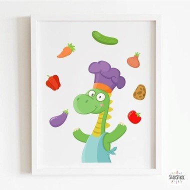 Cook dinosaur - Decorative paintings for school dining areas