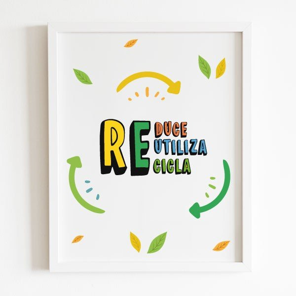 Affiche décorative pour centres éducatifs - Réduire, recycler, réutiliser - Choisissez la langue !