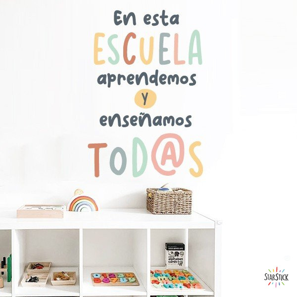 Choose language! In this school we all learn - Montessori style decorative vinyls