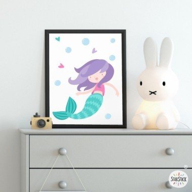 Children's wall art print - Mermaid girl