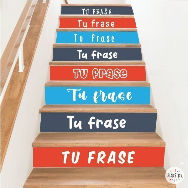 Escalier sur mesure ! 3 Couleurs au choix - Pack de 10 marches multicolores avec les phrases que vous souhaitez - Vinyle pour