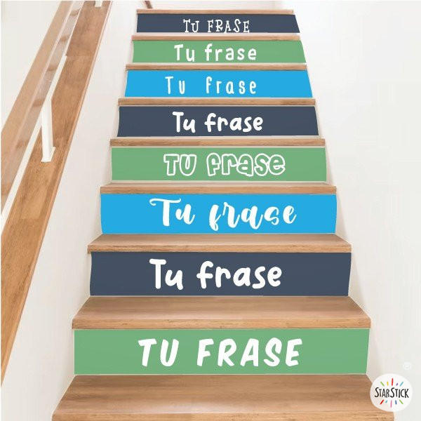 Escalier sur mesure ! 3 Couleurs au choix - Pack de 10 marches multicolores avec les phrases que vous souhaitez - Vinyle pour