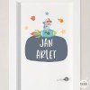 Sticker enfant avec nom - Garçon avec fusée - Décoration enfant personnalisée