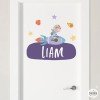Vinils infantils amb nom - Nena amb coet - Decoració infantil personalitzada