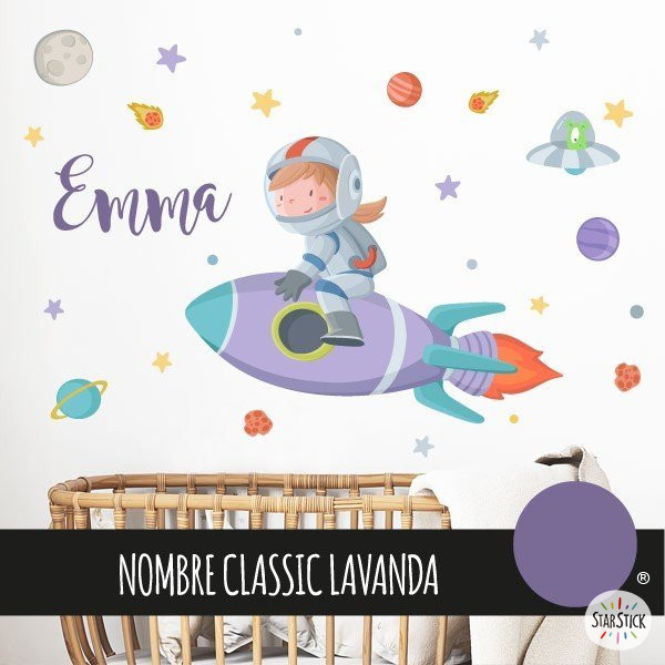 Niña con cohete - Vinilos de pared - Ideas para decorar habitaciones infantiles