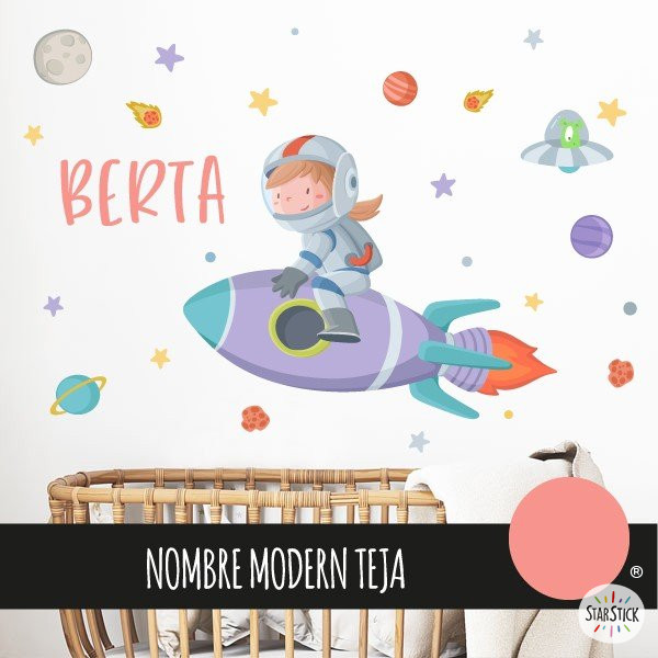 Niña con cohete - Vinilos de pared - Ideas para decorar habitaciones infantiles