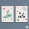 Pack de 2 tableaux - Garçon avec fusée - Tableaux personnalisables pour garçons