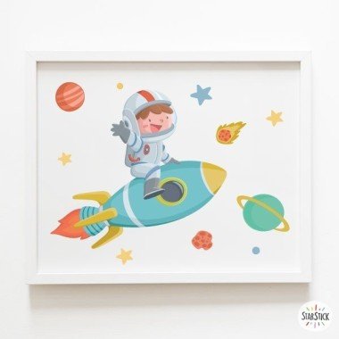 Affiche pour enfants - Garçon à la fusée