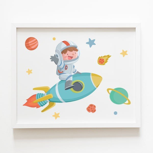 Affiche pour enfants - Garçon à la fusée