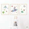 Pack de 3 láminas personalizadas - Niña con cohete - Cuadros para decorar habitaciones infantiles
