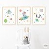 Affiches pour enfants personnalisées. Enfant avec fusée. Décoration enfantine