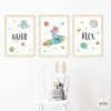 Affiches pour enfants personnalisées. Enfant avec fusée. Décoration enfantine