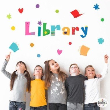 Décoration scolaire - Bibliothèque - Sticker décoratif collection Happy