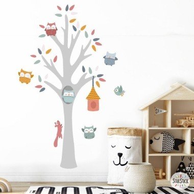 Árbol con animales - Vinilos decorativos - Decoración infantil