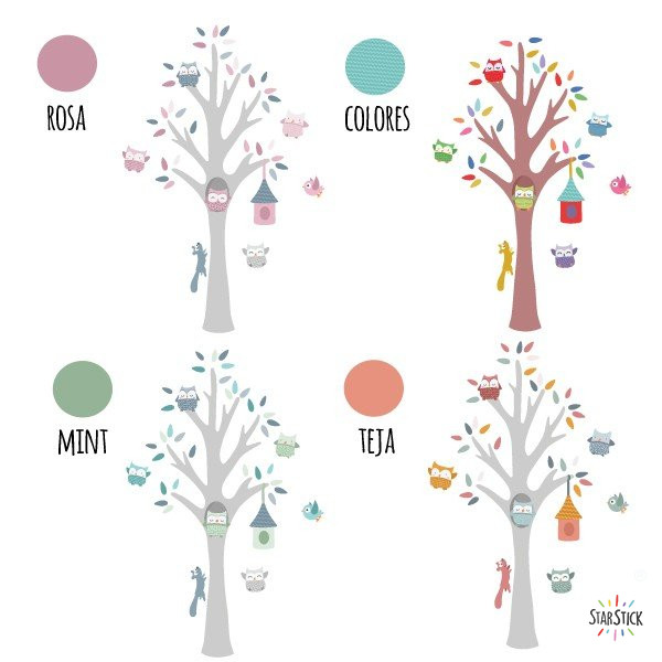 Árbol con animales - Vinilos decorativos - Decoración infantil