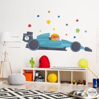 Voiture de Formule 1 - Sticker mural décoratif - Décoration enfant