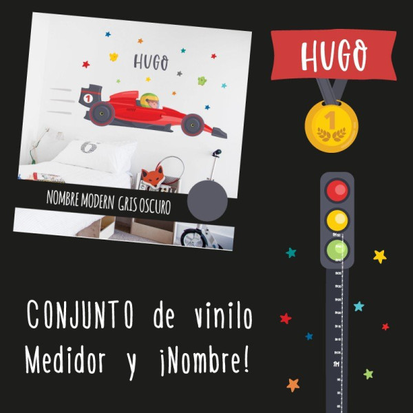Cotxe Fórmula 1 - Vinil personalitzable amb nom - Idees decoració infantil