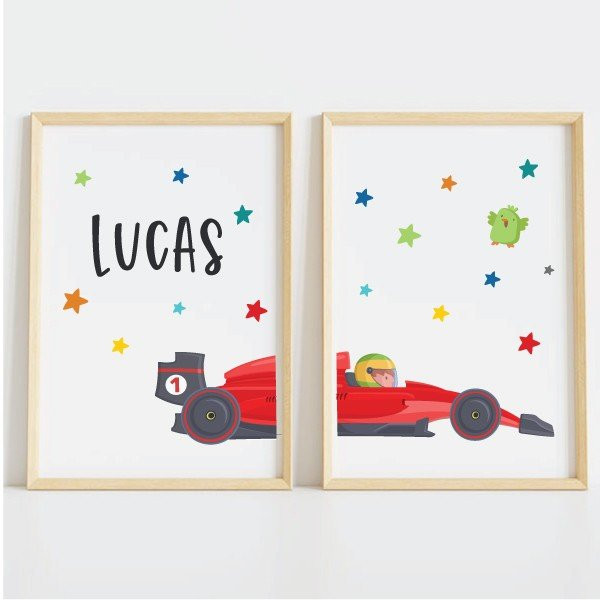 Coche fórmula 1. Cuadros personalizables - Ideas decoración infantil