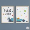 Formula 1 car - Set of 2 customizable paintings - Children's decoration ideas