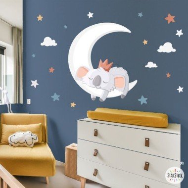 Vinilos decorativos infantiles - Koala en la luna blanca - Ideas decorativas para bebé