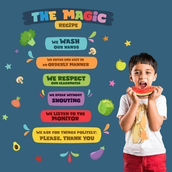 Choose language! The Magic Recipe - Decorative decals for school dining areas