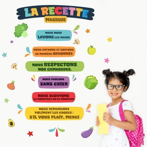 Choose language! The Magic Recipe - Decorative decals for school dining areas