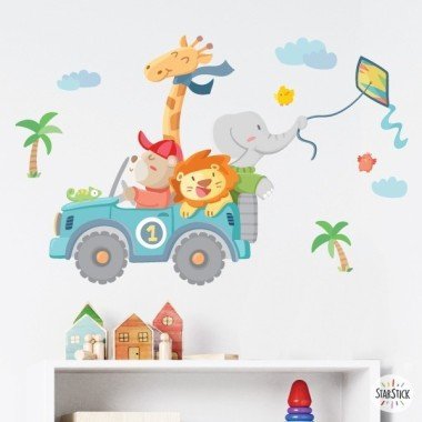 Safari Truck with Animals Toddler Wall Decal | Wall Sticker | Murals | Baby Nursery Decals Set | Kids Wall Decal