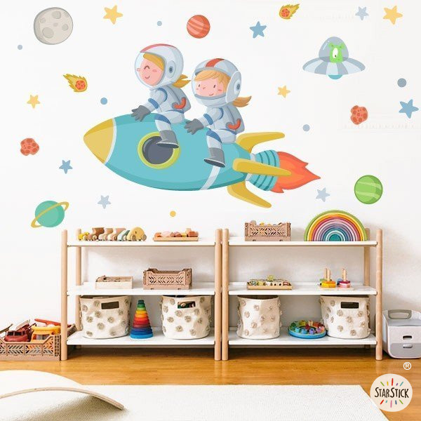 2 hermanas cohete - Vinilos para decorar habitaciones compartidas
