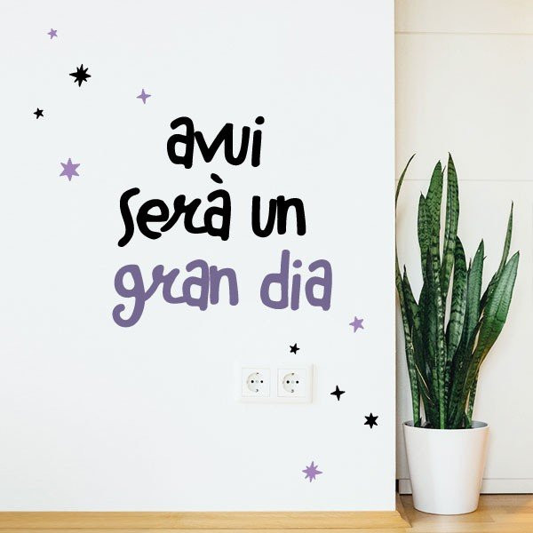 ¡Elige idioma y color! Hoy será un gran día - Ideas para decorar paredes con vinilos