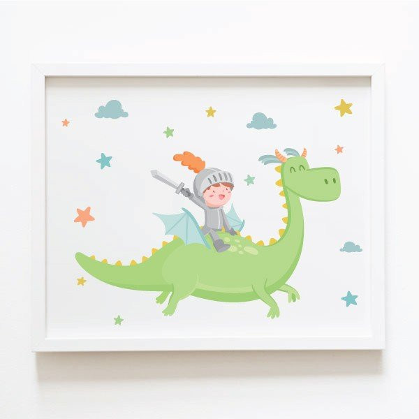 Children's Print – Magic Dragon and Knight