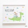 Personalized Kids' Wall Art: Magic Dragon and Knight - Children's Room Decor