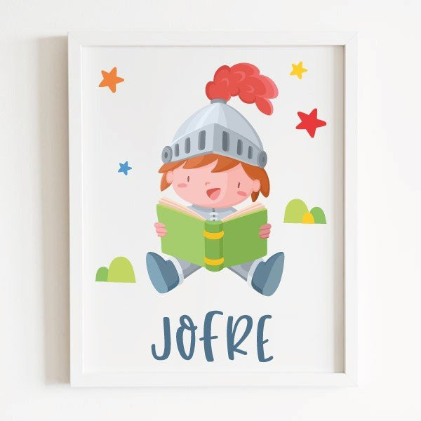 Tableaux personnalisés pour enfants - Chevalier lisant