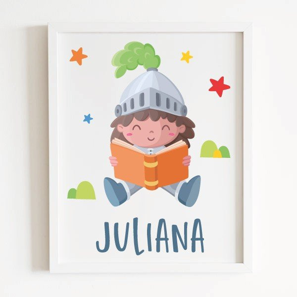 Cuadros infantiles personalizados - Niña caballero leyendo