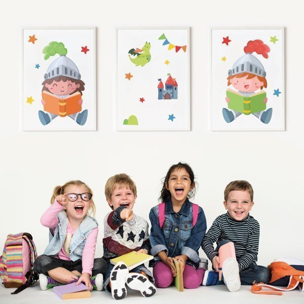 Cavallers medievals - Quadres personalitzables per decorar espais infantils