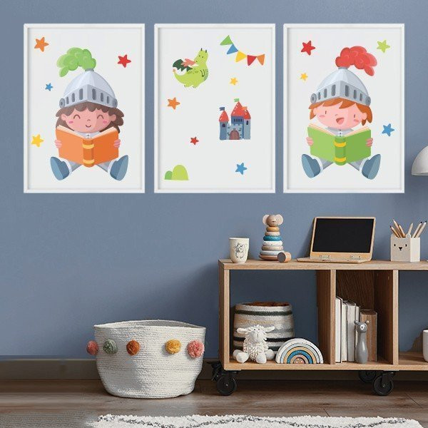 Cavallers medievals - Quadres personalitzables per decorar espais infantils