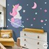 Vinilo infantil para niñas – Unicornio soñador - Ideas para decorar habitaciones de niñas