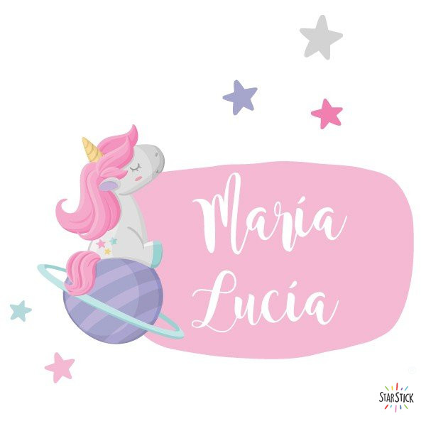 Unicorn Somiador – Vinils amb nom per decorar habitacions de nenes