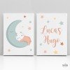 Set of 2 children's prints - Little bear on the moon - Personalized paintings