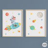 Pack con 2 cuadros - Niño con cohete - Cuadros personalizables para niños