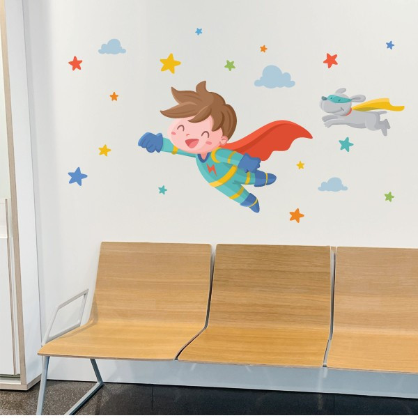 Decoración hospitales - Súper niño - Vinilo decorativo - Humanización de hospitales
